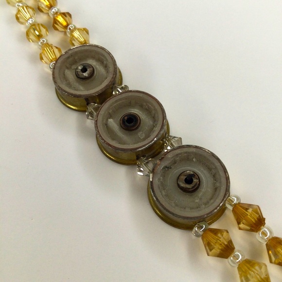 Vtg Handmade Shotgun Shell Bracelet - Crystal & Amber Beads - Western Rustic - Picture 12 of 13